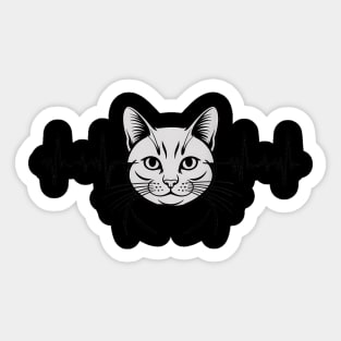 Heartbeat Cat British Longhair Cat Sticker